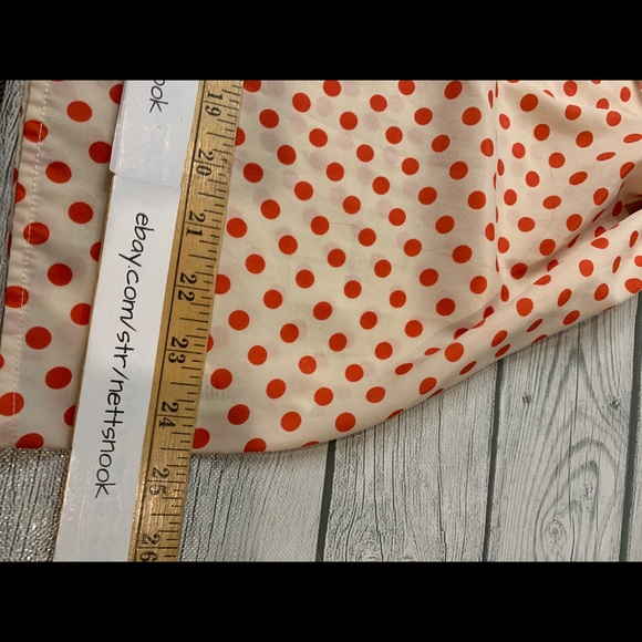 Forever 21 Women's Shirt Size M Cream & Pink Polka Dots Button Down Blouse Belt - Picture 10 of 10